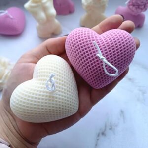 Heart-Shaped Candle – Handcrafted Soy Wax, Ideal for Romantic Dinners, Date Nights & Special Occasions, Set of 2 (Ivory-Pink, Vanilla)