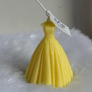 Wedding Dress Bride Decorative Candle – Made with Soy Wax, Ideal for Return Gifts and Wedding Décor, Set of 2 (Yellow, Lavender)