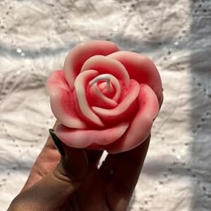 Rose Candle – Handcrafted with Organic Soy Wax, Decorative & Elegant Candle for Home Decor & Gifting, Set of 2 (Pink & Ivory Shade)