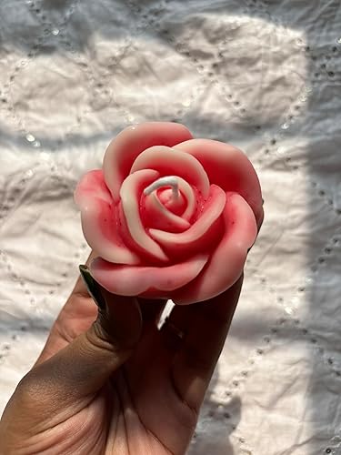 Rose Candle – Handcrafted with Organic Soy Wax, Decorative & Elegant Candle for Home Decor & Gifting, Set of 2 (Pink & Ivory Shade)