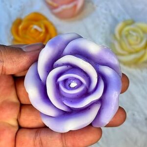 Rose Candle – Handcrafted with Organic Soy Wax, Decorative & Elegant Candle for Home Decor & Gifting, Set of 2 (Lavander & Ivory Shade)