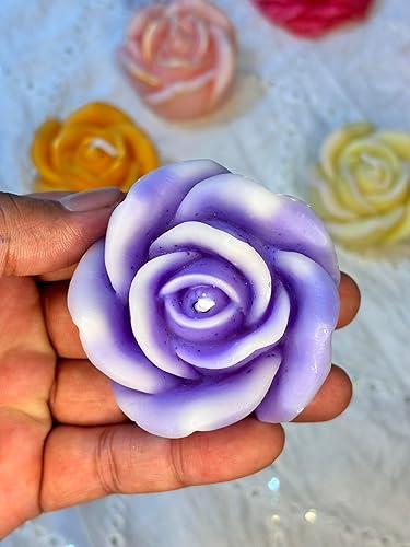 Rose Candle – Handcrafted with Organic Soy Wax, Decorative & Elegant Candle for Home Decor & Gifting, Set of 2 (Lavander & Ivory Shade)