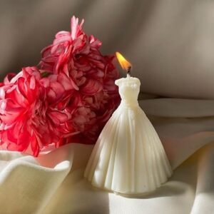 Wedding Dress Bride Decorative Candle – Made with Soy Wax, Ideal for Return Gifts and Wedding Décor, Set of 2 (Ivory, Lime)