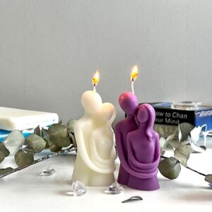 Elegant Couple Candle Set – Set of 2, White & Purple, Lavender Fragrance, Modern Abstract Design for Home Decor & Gifting
