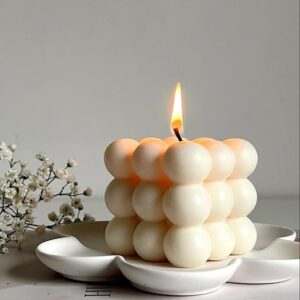 Bubble Cube Candle – Ivory, Handcrafted Soy Wax, Aesthetic & Modern Design, Decorative Candle for Home Decor & Gifting