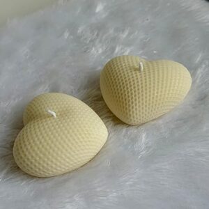 Heart-Shaped Candle – Handcrafted Soy Wax, Ideal for Romantic Dinners, Date Nights & Special Occasions, Set of 2 (Ivory, Rose)