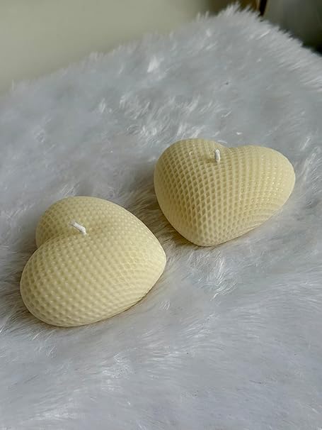 Heart-Shaped Candle – Handcrafted Soy Wax, Ideal for Romantic Dinners, Date Nights & Special Occasions, Set of 2 (Ivory, Rose)