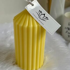 Fluted Pillar Candle – 15 cm Coral Pink Ribbed Design, Lime Scented, Elegant Soy Wax Candle for Home Decor & Gifting