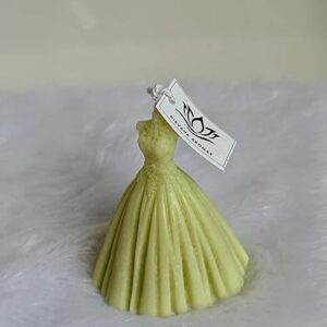Wedding Dress Bride Decorative Candle – Made with Soy Wax, Ideal for Return Gifts and Wedding Décor, Set of 2 (Light Green, Rose)