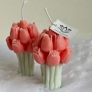 Tulip Bouquet Decorative Candle, Pink, Set of 2 (Lavender)