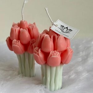 Tulip Bouquet Decorative Candle, Pink, Set of 2 (Gardenia)